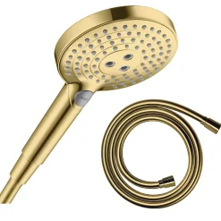 Hansgrohe Pommeau de douche Raindance Select S EcoSmart 120 3 jets + flexible 1,60 m Isiflex aspect doré poli