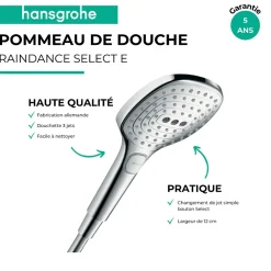 Hansgrohe Pommeau de douche Raindance Select E EcoSmart 120 3 jets chromé