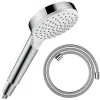 Pommeau De Douche, Flexible Et Barre De Douche|Hansgrohe Pommeau de douche Crometta EcoSmart blanc/chromé + flexible de douche Designflex 160 cm chromé