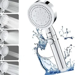 Pommeau De Douche, Flexible Et Barre De Douche|Deko Pommeau de douche Haute Pression à économie D'eau 5 types de jet pour bain et spa Pommeau Douche Anti Calcaire(Argenté)