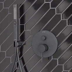 Pommeau De Douche, Flexible Et Barre De Douche|Jacob Delafon Pommeau de douche Shift+ carré 2 jets noir mat + flexible