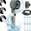 Vendos85 Pommeau de douche mural rond anti-calcaire 3 modes