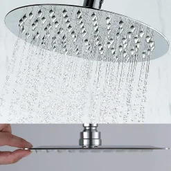 Kibath Pommeau de douche rond de 20 cm avec finition chromée brillante en laiton