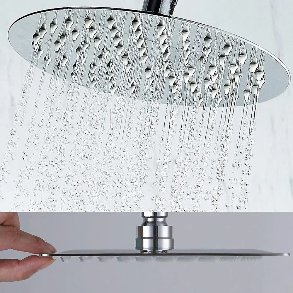 Kibath Pommeau de douche rond de 20 cm avec finition chromée brillante en laiton
