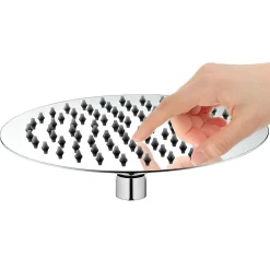 Kibath Pommeau de douche rond de 20 cm avec finition chromée brillante en laiton