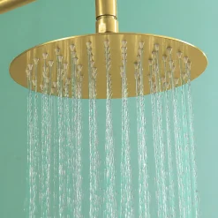 Kibath Pommeau de douche rond de 25 cm avec finition or brossé en acier inoxydable