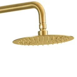 Kibath Pommeau de douche rond de 25 cm avec finition or brossé en acier inoxydable