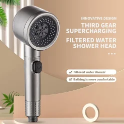 Deko Pommeau de douche universel avec filtre, 3 modes de pulvérisation et bouton pause