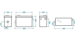 Wc Chimique Et Broyeur|Planus Pompe de relevage pour cuisine et boinderie GEBERIT INSTALLED modèle Geyser , 100 C, 2 entrées