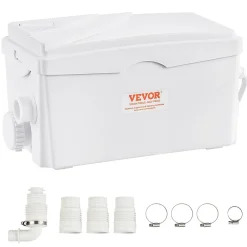 Vevor Pompe macératrice 350W, 3 entrées eau, 6000 L h, relevage 7 m, eaux usées sous-sol cuisine.