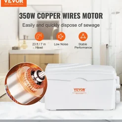Vevor Pompe macératrice 350W, 3 entrées eau, 6000 L h, relevage 7 m, eaux usées sous-sol cuisine.