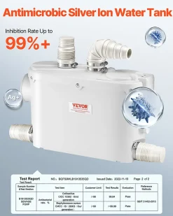 Wc Chimique Et Broyeur|Vevor Pompe macératrice 500W, 6600 L h, ht. manométrique 8 m, 3 entrées eau, eaux usées.