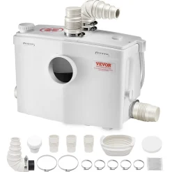 Wc Chimique Et Broyeur|Vevor Pompe macératrice 1200W, sanitaire 4 entrées eau, 180 L min, ht. refoulement 10 m.