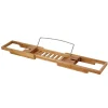 Accessoire De Baignoire|MSV Pont de baignoire en bambou avec support tablette/livre L. 70 x P. 15,1 cm