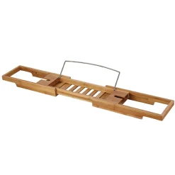 Accessoire De Baignoire|MSV Pont de baignoire en bambou avec support tablette/livre L. 70 x P. 15,1 cm