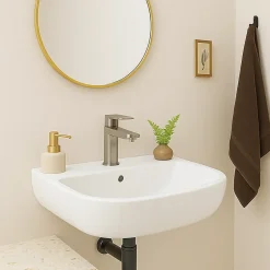Porcher Kheops Lavabo monotrou en porcelaine vitrifiée, avec trop-plein, 600 x 190 x 460 mm, blanc (P098401)