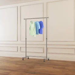 Accessoire Buanderie| Portant simple haute résistance avec étagère l. 130 x H. 182,5 cm
