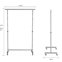 Accessoire Buanderie| Portant simple haute résistance avec étagère l. 130 x H. 182,5 cm