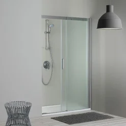 Kiamami Valentina Porte de douche 120 cm pour niche porte fixe droite en verre mat - dream