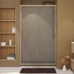 Paroi De Douche|Aurlane Porte de douche 120 coulissante HINATA - style Japandi courbes douces - Cadre effet Bois - Verre 6mm