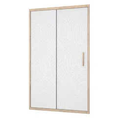 Paroi De Douche|Aurlane Porte de douche 120 coulissante HINATA - style Japandi courbes douces - Cadre effet Bois - Verre 6mm