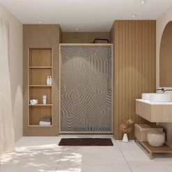 Paroi De Douche|Aurlane Porte de douche 120 coulissante HINATA - style Japandi courbes douces - Cadre effet Bois - Verre 6mm