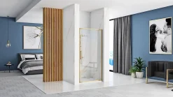 Rea Porte de douche à entrouvrir Rapid Swing Brushed Gold 90