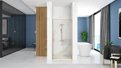 Rea Porte de douche à entrouvrir Rapid Swing Brushed Gold 90
