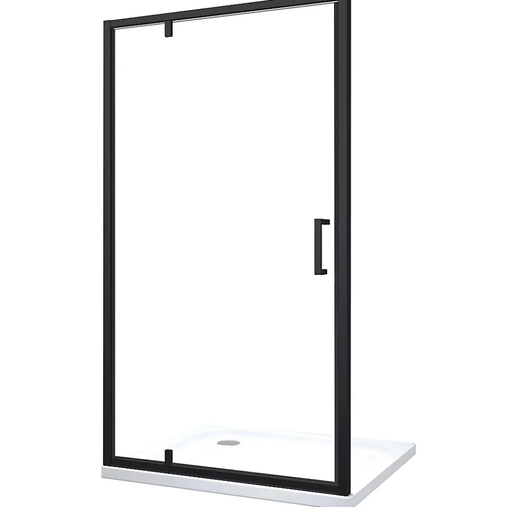 Porte De Douche|Laneri Porte de douche à ouverture battante roto-translante avec pivots asymétriques, cadre noir mat réversible Cm 116-119 H 200