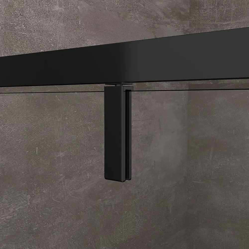 Porte De Douche|Laneri Porte de douche à ouverture battante roto-translante avec pivots asymétriques, cadre noir mat réversible Cm 116-119 H 200