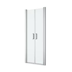 GoodHome Porte de douche battante l.80 x H.195 cm, verre transparent, profilés alu chrome, Ledava
