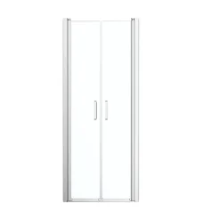 GoodHome Porte de douche battante l.80 x H.195 cm, verre transparent, profilés alu chrome, Ledava