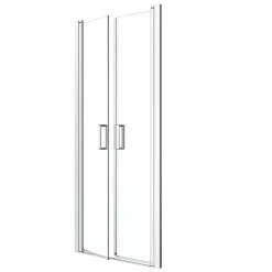GoodHome Porte de douche battante l.80 x H.195 cm, verre transparent, profilés alu chrome, Ledava