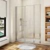 AICA Sanitaire Porte De Douche Battante 120x197cm Porte Battante Avec 1 élément Fixe En 6mm Verre Anticalcaire