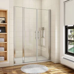 AICA Sanitaire Porte De Douche Battante 120x197cm Porte Battante Avec 1 élément Fixe En 6mm Verre Anticalcaire