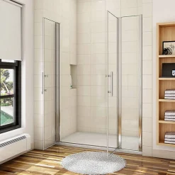 AICA Sanitaire Porte De Douche Battante 120x197cm Porte Battante Avec 1 élément Fixe En 6mm Verre Anticalcaire