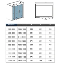 AICA Sanitaire Porte De Douche Battante 120x197cm Porte Battante Avec 1 élément Fixe En 6mm Verre Anticalcaire