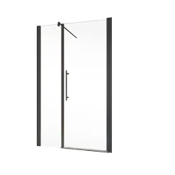 Schulte Porte de douche battante l.160 x H.192 cm, verre transparent, profilé noir mat, NewStyle