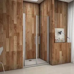 AICA Sanitaire Porte de douche battante 95cm en verre anticalcaire Porte de douche Hauteur 197cm