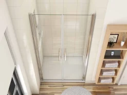 AICA Sanitaire Porte de douche battante 105cm en verre anticalcaire Porte de douche Hauteur 187cm