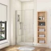 AICA Sanitaire Porte de douche battante 110cm en verre anticalcaire Porte de douche Hauteur 187cm