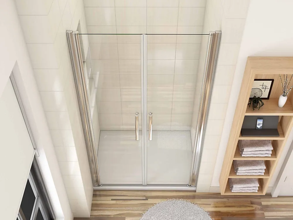 AICA Sanitaire Porte de douche battante 110cm en verre anticalcaire Porte de douche Hauteur 187cm