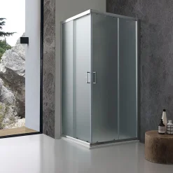 Kiamami Valentina Porte De Douche Carrée 80X80 Cm Mat Effet Peau D'orange 6 Mm - Giada