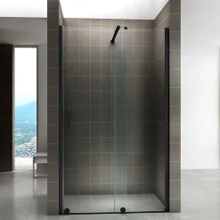 Porte De Douche|Saniverre Porte de douche coulissante NAPOLIBLACK H.200 x L. 170 cm verre transparent 8 mm -