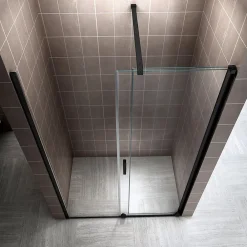 Porte De Douche|Saniverre Porte de douche coulissante NAPOLIBLACK H.200 x L. 170 cm verre transparent 8 mm -