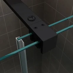 Porte De Douche|Saniverre Porte de douche coulissante NAPOLIBLACK H.200 x L. 170 cm verre transparent 8 mm -
