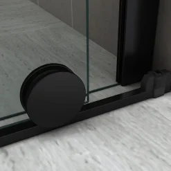 Porte De Douche|Saniverre Porte de douche coulissante NAPOLIBLACK H.200 x L. 170 cm verre transparent 8 mm -