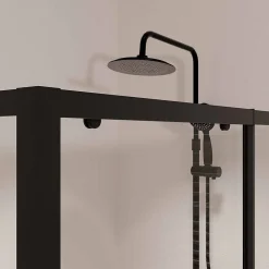 Aurlane Porte de Douche Coulissante Extensible 100x185cm et Retour Fixe 80cm - Noir - BLACK SLIDE
