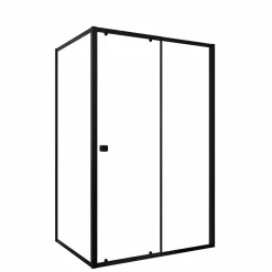 Aurlane Porte de Douche Coulissante Extensible 100x185cm et Retour Fixe 80cm - Noir - BLACK SLIDE