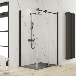 Paroi De Douche|Schulte Porte de douche coulissante avec paroi latérale l.120+90 x H.200 cm, verre transparent, profilé noir mat, MasterClass